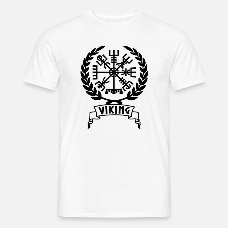 Vegvisir Wikinger Kompass im Vikng Banner - Männer T-Shirt - Weiß
