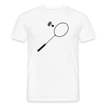 Badminton Federball mit Federballschläger - Männer T-Shirt - Weiß - Vorne - AI Model Male 178 dark (178cm)