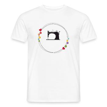 nostalgisch stilisierte Nähmaschine mit Knöpfe - Männer T-Shirt - Weiß - Vorne - AI Model Male 178 dark (178cm)