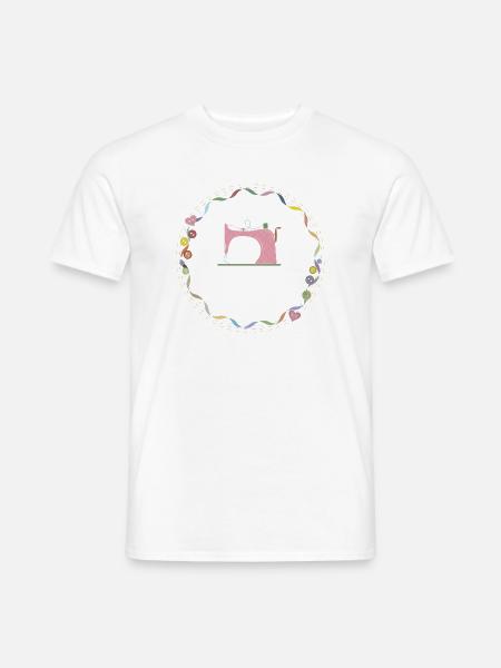 nostalgisch bunte Nähmaschine mit Knöpfe - Männer T-Shirt - Weiß