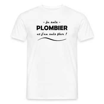 je suis plombier - T-shirt homme - blanc - Devant - AI Model Male 178 dark (178cm)