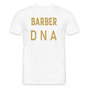 Barber DNA design in retro style - Men's T-Shirt - white - Front - AI Model Male 178 dark (178cm)