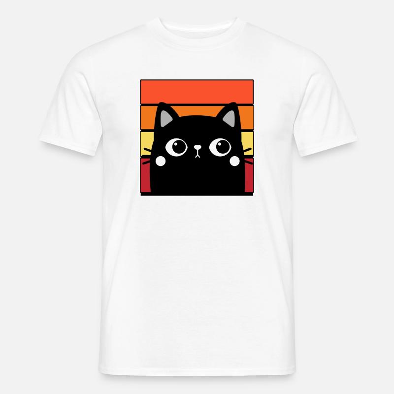 Katze und bunter Hintergrund - Männer T-Shirt - Weiß