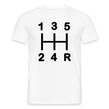 Boîte de vitesses à cinq rapports - T-shirt homme - blanc - Devant - AI Model Male 178 dark (178cm)
