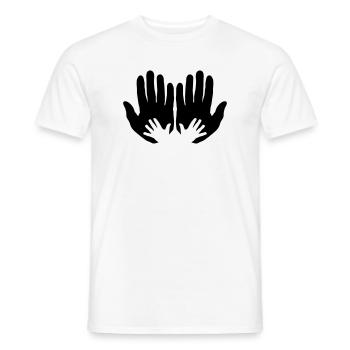 Open parents hands with children's hands - Men's T-Shirt - white - Front - AI Model Male 178 dark (178cm)