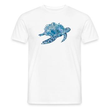 tortue bleue imaginative avec des coraux - T-shirt homme - blanc - Devant - AI Model Male 178 dark (178cm)