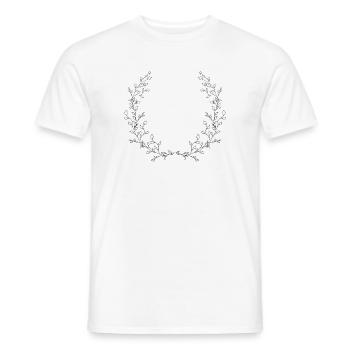 zarte gezeichnete Zweige als halber Kranz - Männer T-Shirt - Weiß - Vorne - AI Model Male 178 dark (178cm)
