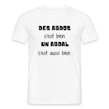 abdos,abdal - T-shirt homme - blanc - Devant - AI Model Male 178 dark (178cm)