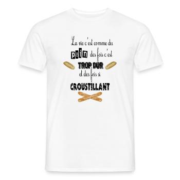 La vie c'est comme le pain - T-shirt homme - blanc - Devant - AI Model Male 178 dark (178cm)