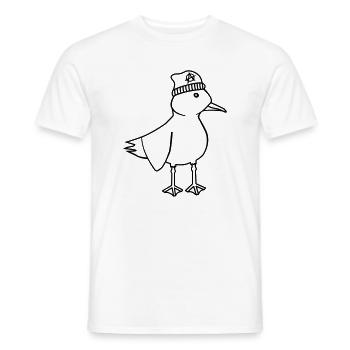 Seagull Anarchy – Naughty Maritime Hipster Coastal Art - Men's T-Shirt - white - Front - AI Model Male 178 dark (178cm)