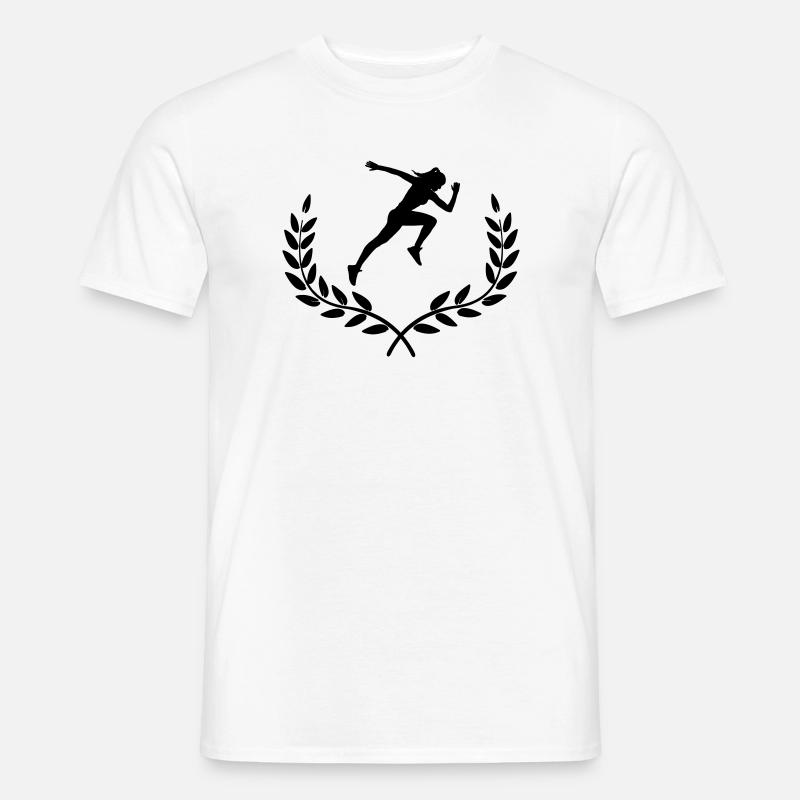 Sprinter in Lorbeerdekoration - Männer T-Shirt - Weiß