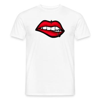 Lèvres avec piercing – Design esthétique - T-shirt homme - blanc - Devant - AI Model Male 178 dark (178cm)