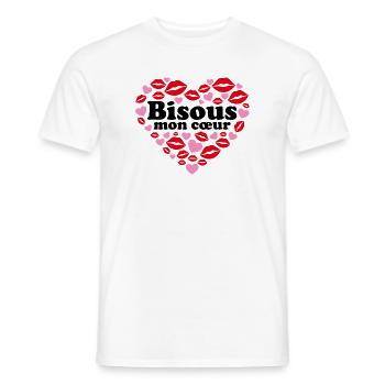 Bisous mon cœur Phrase romantique couple amoureux - T-shirt homme - blanc - Devant - AI Model Male 178 dark (178cm)