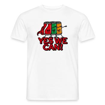 Yes we can superhero team building beverage cans - Men's T-Shirt - white - Front - AI Model Male 178 dark (178cm)