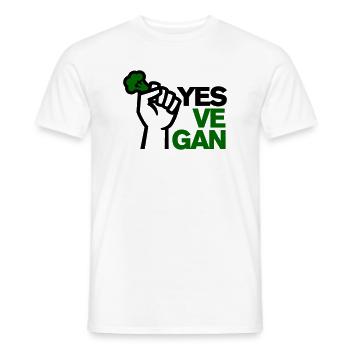 Vegan Vegetarian Vegan Yes, ve gan animal lover - Men's T-Shirt - white - Front - AI Model Male 178 dark (178cm)
