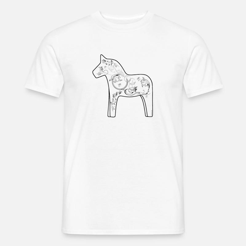 Dala Pferd Schwarz-Weiß - Männer T-Shirt - Weiß