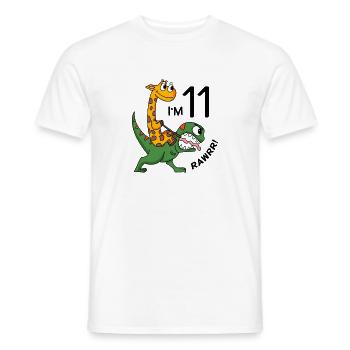 11 birthday boy - 11 years Dino Giraffe - Men's T-Shirt - white - Front - AI Model Male 178 dark (178cm)