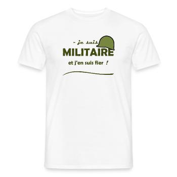 je suis militaire - T-shirt homme - blanc - Devant - AI Model Male 178 dark (178cm)