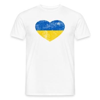 Ukraine Flagge Fahne Grunge Retro Herz - Männer T-Shirt - Weiß - Vorne - AI Model Male 178 dark (178cm)