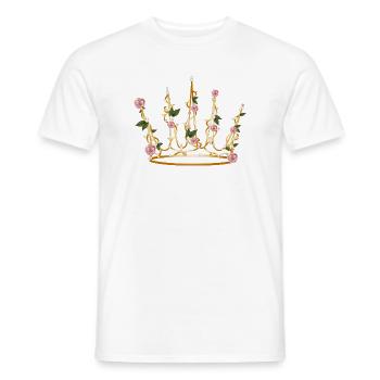 délicate couronne de la Belle au bois dormant faite de pétales de rose et de feuilles - T-shirt homme - blanc - Devant - AI Model Male 178 dark (178cm)