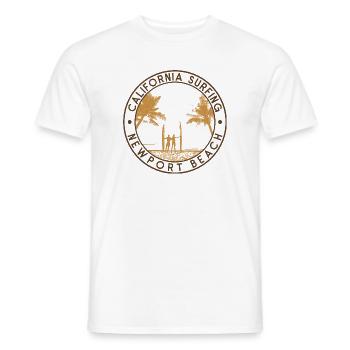 Newport Beach – California Surfing Emblem Description - Men's T-Shirt - white - Front - AI Model Male 178 dark (178cm)