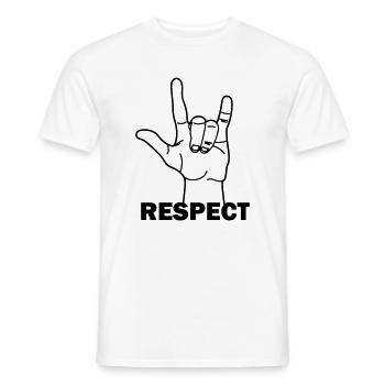 Respect des gestes de la main avec le texte RESPECT - T-shirt homme - blanc - Devant - AI Model Male 178 dark (178cm)