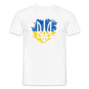 Brush Ukraine Trident Flag - Men's T-Shirt - white - Front - AI Model Male 178 dark (178cm)