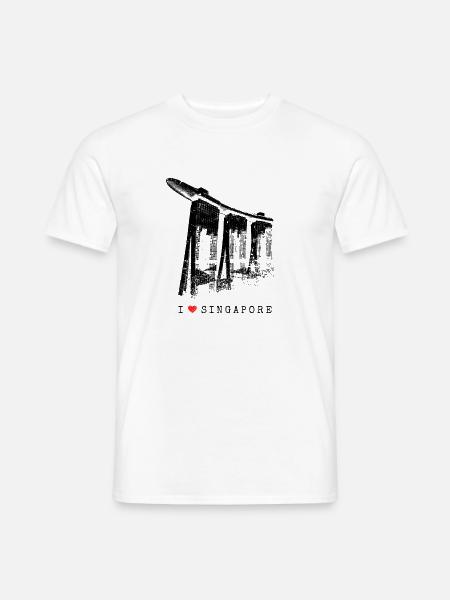 Singapur Marina Bay Vintage Asien I Love Singapore - Männer T-Shirt - Weiß