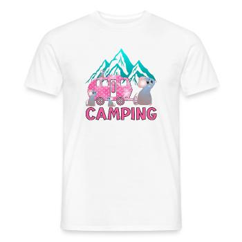 Camping in the mountains - Family Caravan - Men's T-Shirt - white - Front - AI Model Male 178 dark (178cm)