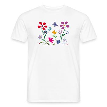 Flower meadow, garden, butterfly - Men's T-Shirt - white - Front - AI Model Male 178 dark (178cm)