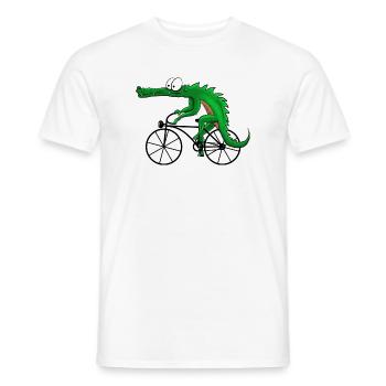 Crocodile avec vélo - T-shirt homme - blanc - Devant - AI Model Male 178 dark (178cm)