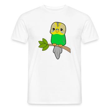 Perroquet budgerigar - T-shirt homme - blanc - Devant - AI Model Male 178 dark (178cm)