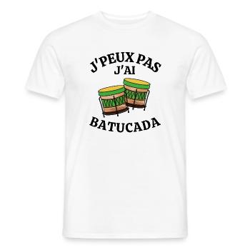 batucada, Brésil, carnaval de rio, samba - T-shirt homme - blanc - Devant - AI Model Male 178 dark (178cm)