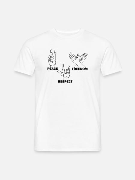 Frieden Freiheit respektieren Handgesten mit Text - Männer T-Shirt - Weiß