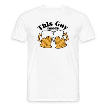 Double Beer Mugs Cheers Design - Men's T-Shirt - white - Front - AI Model Male 178 dark (178cm)