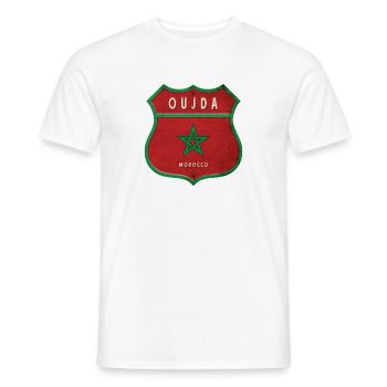 Oujda Morocco Coat of Arms Flags Design - Men's T-Shirt - white - Front - AI Model Male 178 dark (178cm)