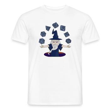 Ein Zauberer mit schwebenden Würfeln - Männer T-Shirt - Weiß - Vorne - AI Model Male 178 dark (178cm)