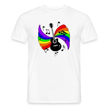 Gitarre mit Regenbogen- und Musiknoten - Männer T-Shirt - Weiß - Vorne - AI Model Male 178 dark (178cm)