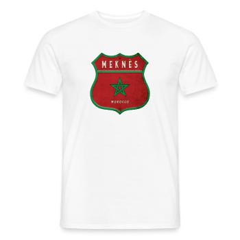 Meknès Morocco Coat of Arms Flags Design - Men's T-Shirt - white - Front - AI Model Male 178 dark (178cm)