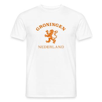 GRONINGEN Nederland, Netherlands, Netherlands - Men's T-Shirt - white - Front - AI Model Male 178 dark (178cm)