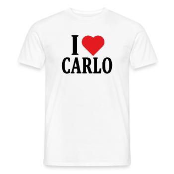 T-shirt J’adore Carlo t-shirt idée cadeau - T-shirt homme - blanc - Devant - AI Model Male 178 dark (178cm)
