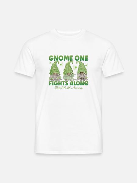 Gnome One Fights Alone Mental Health - Men's T-Shirt - white