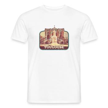 Retro badge, Toulouse France is my hometown - Men's T-Shirt - white - Front - AI Model Male 178 dark (178cm)