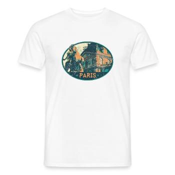 Badge retro, Paris France est ma ville natale - T-shirt homme - blanc - Devant - AI Model Male 178 dark (178cm)