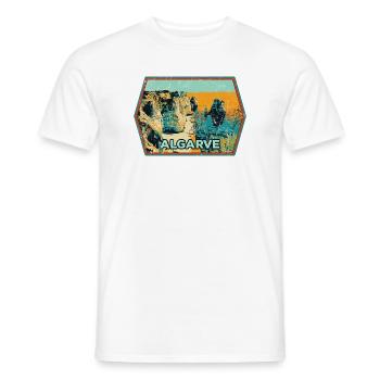 Badge retro, Algarve Portugal, plage été soleil - T-shirt homme - blanc - Devant - AI Model Male 178 dark (178cm)