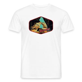 Retro badge, Algarve Portugal, beach summer sun - Men's T-Shirt - white - Front - AI Model Male 178 dark (178cm)