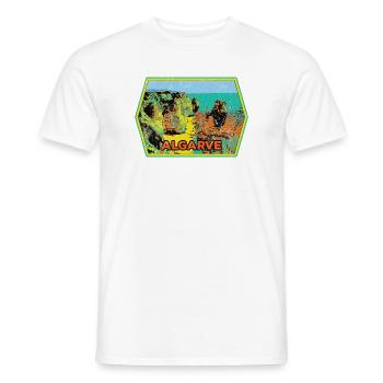 Badge retro, Algarve Portugal, plage été soleil - T-shirt homme - blanc - Devant - AI Model Male 178 dark (178cm)