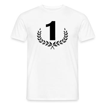 Numéro 1 en couronne de laurier - T-shirt homme - blanc - Devant - AI Model Male 178 dark (178cm)