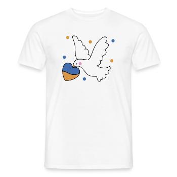 Playful dove heart print ukraine - Men's T-Shirt - white - Front - AI Model Male 178 dark (178cm)