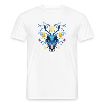Blue Ink Spirits - Cerf Nocturne et Bois Fleuris 2 - T-shirt homme - blanc - Devant - AI Model Male 178 dark (178cm)